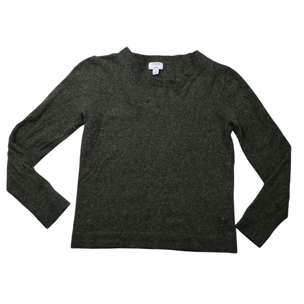 J Crew Teddie Sweater Womens Small Green Wool Blend Pullover - Picture 2 of 9